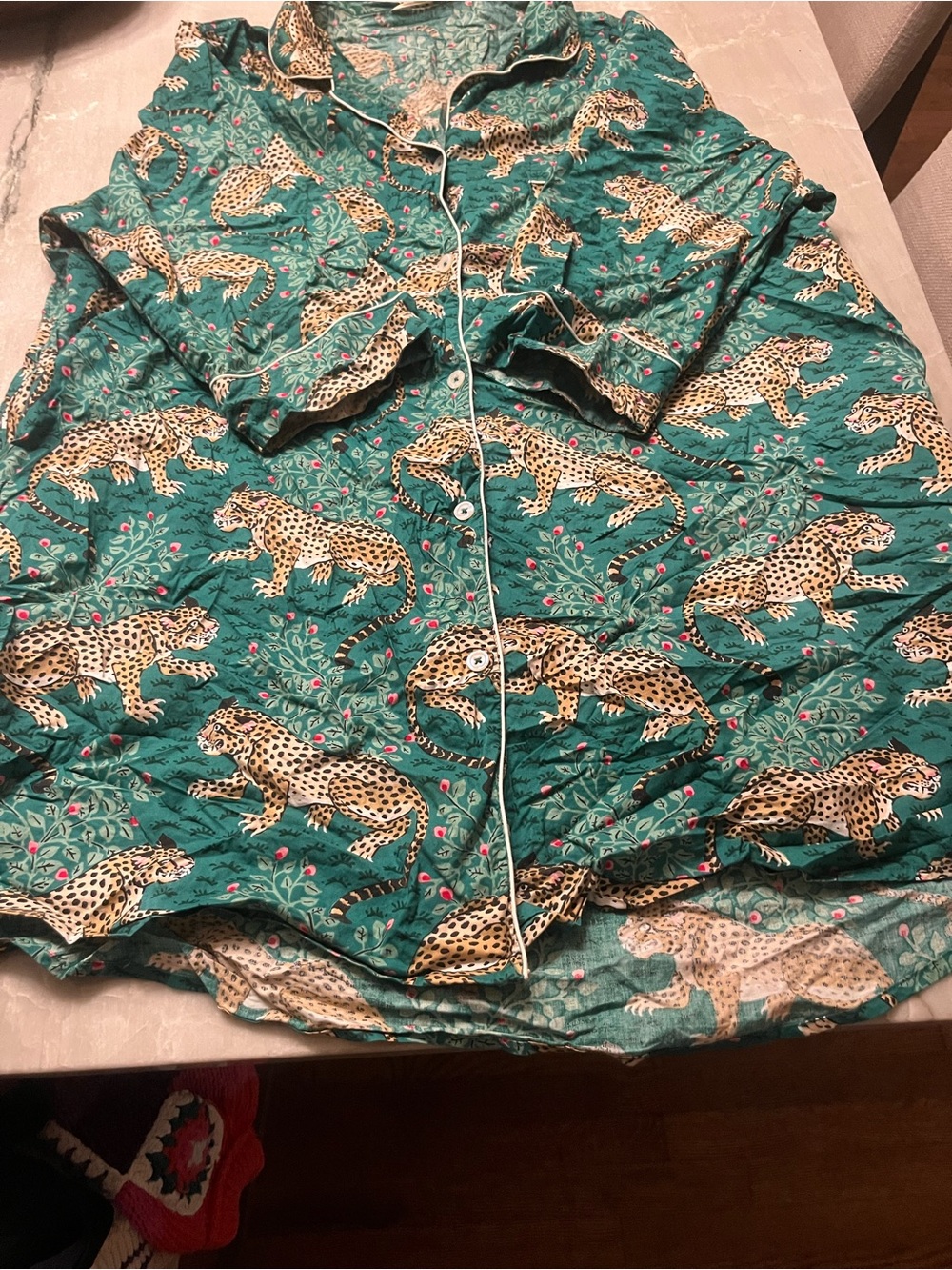 Printfresh Teal Leopard-Print sleep shirt